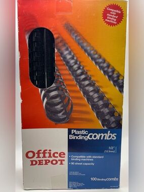 Office Depot Brand 1/2" Binding Combs, 90-Sheet Capacity, Black, Pack Of 100